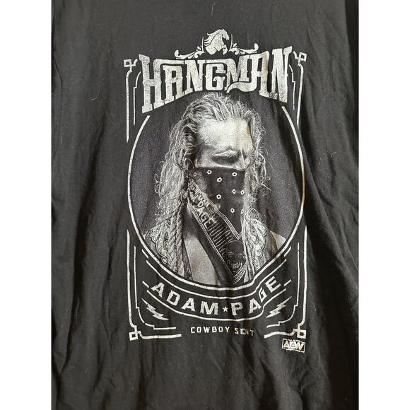 AEW Adam Page Hangman Shirt Mens Large Black Cowboy Sht Wrestling T-Shirt Tee - Picture 2 of 5
